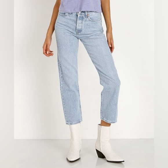 Levi’s Blue Wedgie Straight 100% Cotton Denim Jeans Size 28 High Rise - Picture 1 of 10